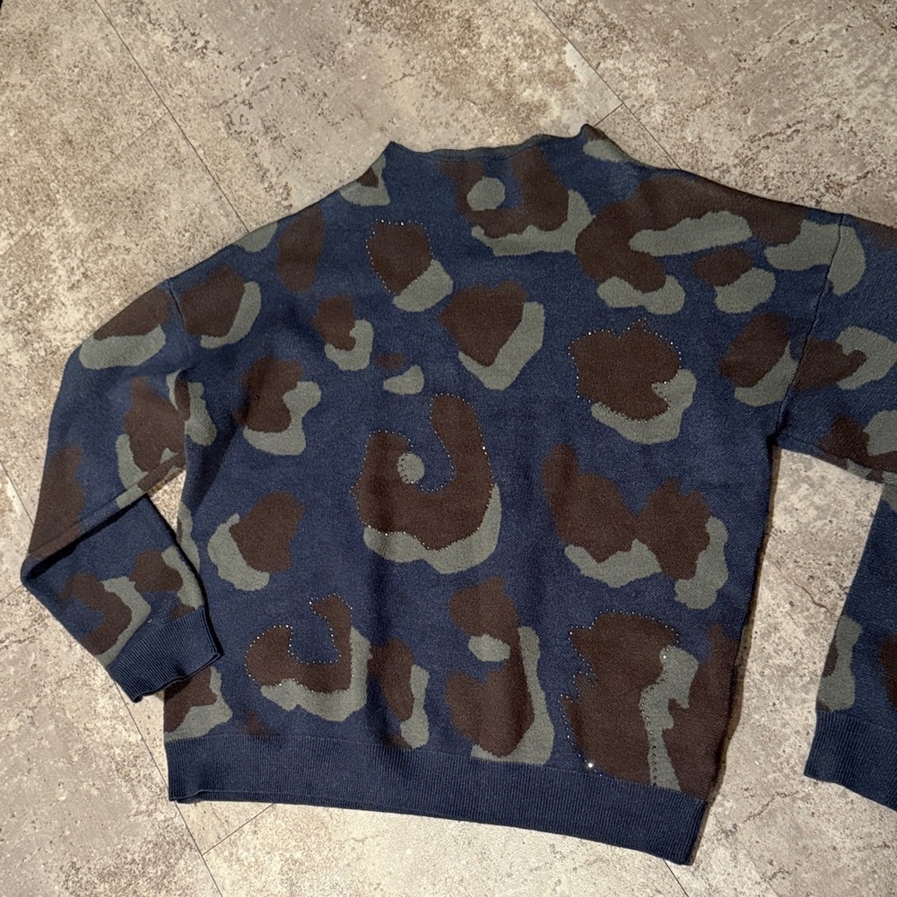 Studded Camo Mockneck Sweater